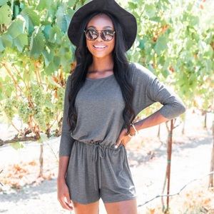 Charcoal grey scoop neck romper